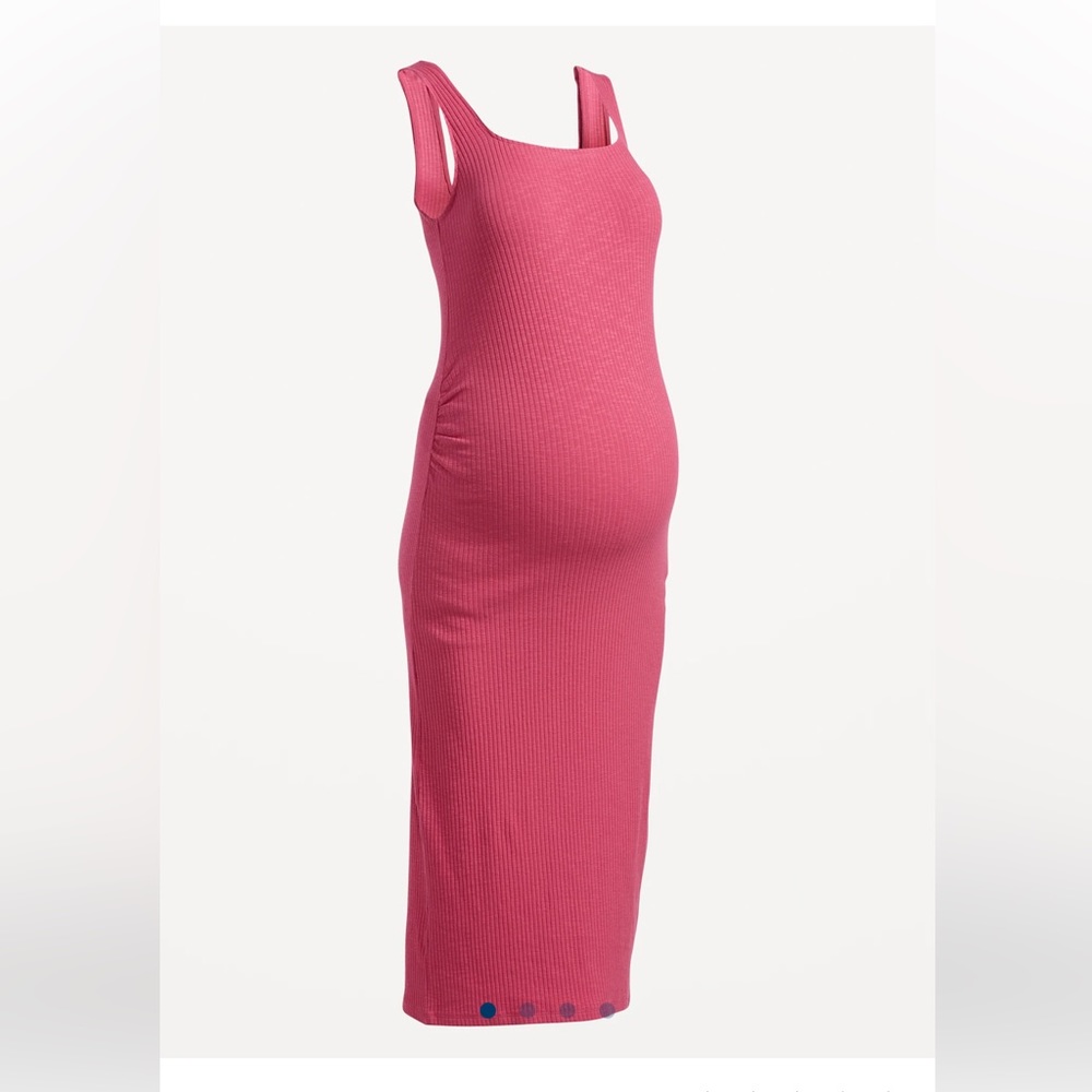 Maternity Fitted Sleeveless Square-Neck Midi Dress